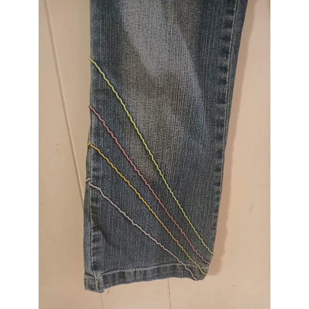 S.W.A.K. Girls Jeans Size 8 Heart Pockets Embroidered Retro Y2K - Picture 3 of 10